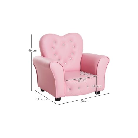 Fauteuil enfant rose en mousse avec pieds en bois massif, 59 x 41,5 x 49 cm, pour chambre d enfant et salle de jeux (1/5)