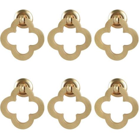 [6 pezzi di pomelli per mobili a forma di fiore dorato, anello per mobili in lega di zinco e ottone spazzolato, pomelli per cassettiere, ferramenta per mobili da cucina, cassetti, ante di armadi, f,