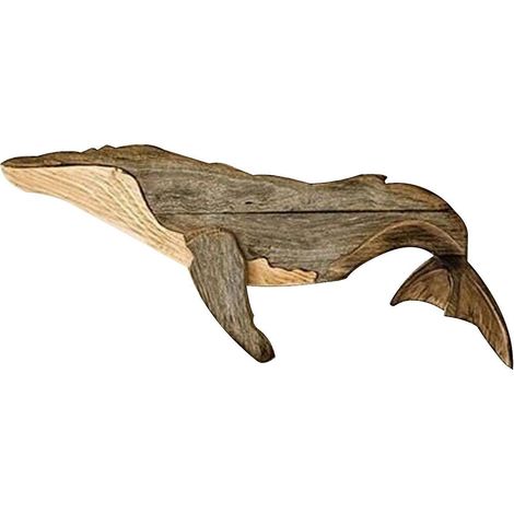 Nouvelle décoration murale en bois en forme de baleine, sculpture rustique sur le thème de la plage et de la mer (1/5)