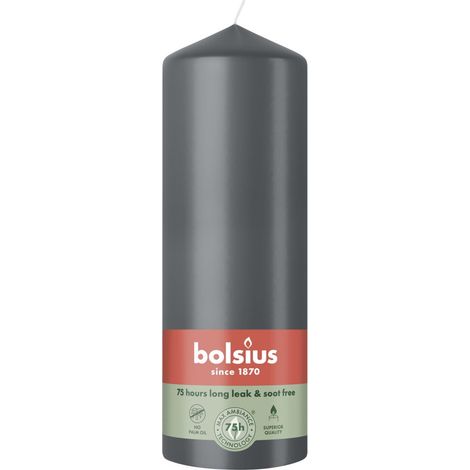Bolsius Stumpenkerze grau 20 cm Ø 6,8 cm Stumpenkerze
