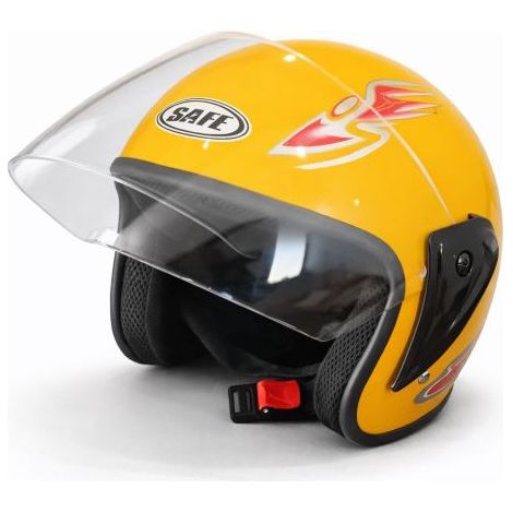 Casque avec visière pour moto, scooter, quad - Taille M/L, jaune métallisé