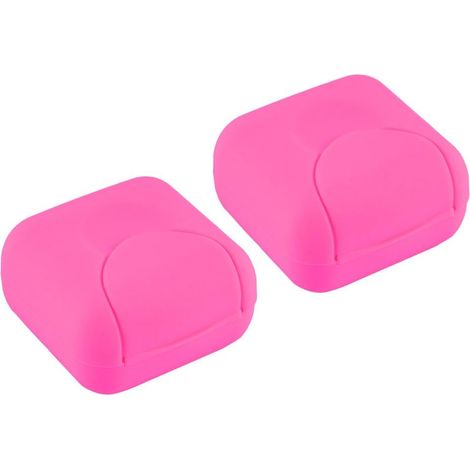 Paquet de 2 boîtes à savon portables scellées carrées étanches et étanches (rose)