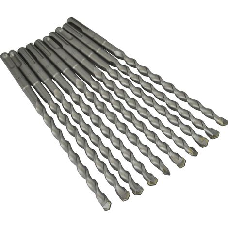 Faithfull SDS Plus Drill Bit, 10mm Diameter, 210mm Overall Length, 150mm Working Length, Bulk Pack of 10