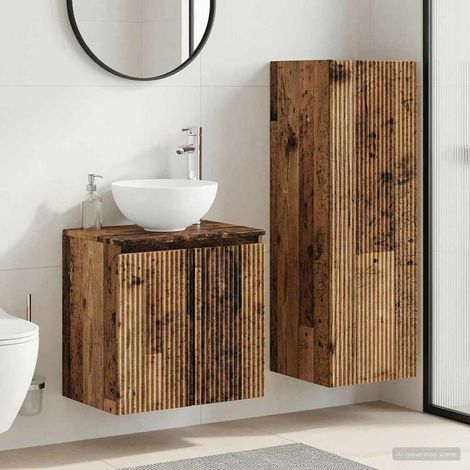 vidaXL Bathroom Furniture Set 2 pcs Old Wood 33 x 34.5 x 100 cm (1/5)