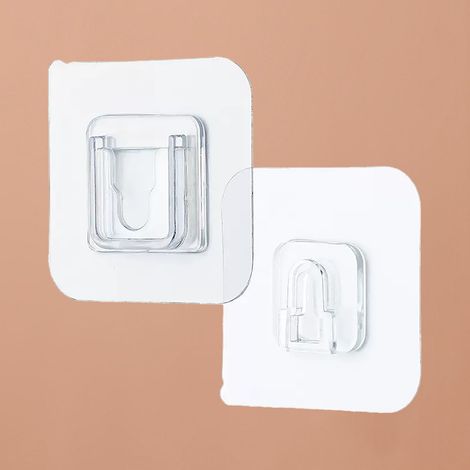 Double-Sided Adhesive Wall Hook, Self-Adhesive, Waterproof Clear Mount Hook for Bathroom Kitchen Decor (1/5)