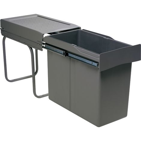 Poubelle coulissante 30L 1 seau – Amortisseur sans – Contenance 30L – Décor anthracite – Hauteur 400 mm – Largeur 255 mm – Métal/plastique – Gollinucci