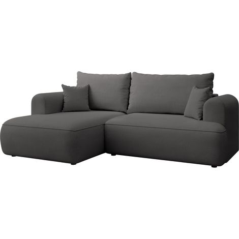 Selsey Ovo Mini - Eckschlafsofa linksseitig mit Stauraum, Easy-Clean-Chenille-Bezug, dunkelgrau (1/5)
