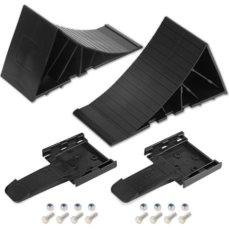 Cales de Roue avec matériel de Montage Cales de Roue pour remorque de Voiture, Camping-Car, Caravane Jusqu'à 1600 kg Noir (1/5)