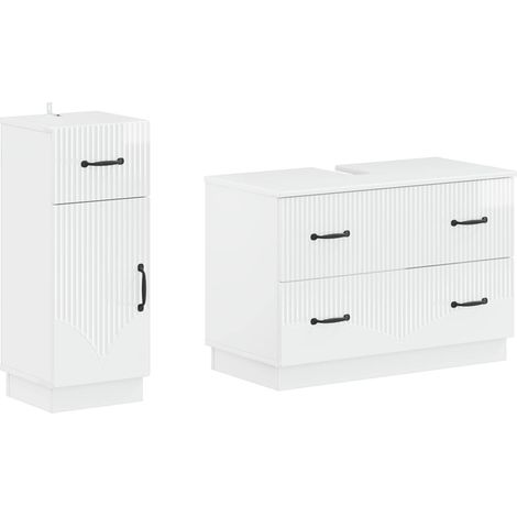 Maison Exclusive - Ensemble de 2 meubles de salle de bain HOORN Blanc brillant (1/5)