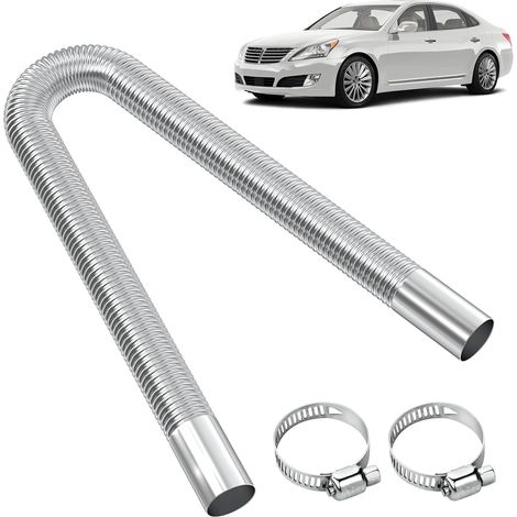 Tuyau d'échappement de 60 cm - 25 mm - Tuyau d'échappement pour générateur d'électricité - Tuyau d'échappement de 25 mm - Tuyau d'échappement de chauffage stationnaire - Avec deux pinces en acier (1/5)