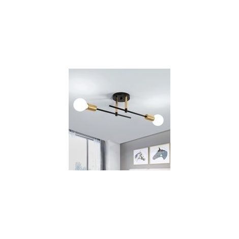 Plafonnier Industriel Vintage E27, Lustre Moderne Design Rétro, Luminaire de Plafond DIY pour Salon et Chambre, Éclairage Intérieur Chaud (1/4)