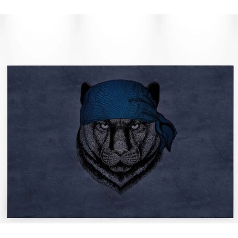 Tableau animaux bleu chambre ado | Tableau tête de titre moderne sur fond anthracite | Tableau sur toile couloir & salon 0,9 x 0,6 m (1/5)