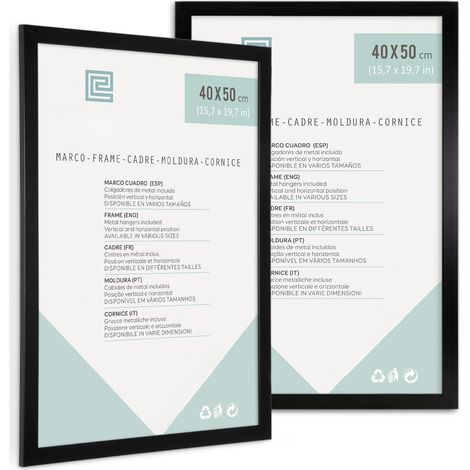 ORION91oficial® - Wooden Photo Frame 40x50 cm, Black MDF with Acrylic Glass, Easy Mounting for Horizontal or Vertical Hanging, Includes Hangers and Hardware, Perfect for Home Decoration (1/5)