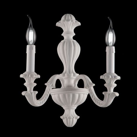 Lámpara de pared de madera blanca shabby con dos luces 31x h40 cm