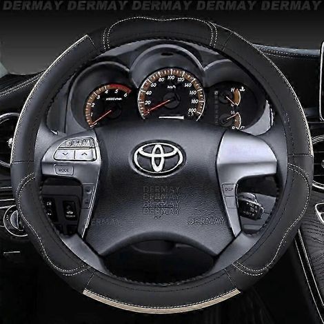 Housse de volant en cuir véritable pour Toyota Hilux Pickup (1968-2023), style sport, couleur beige. (1/4)