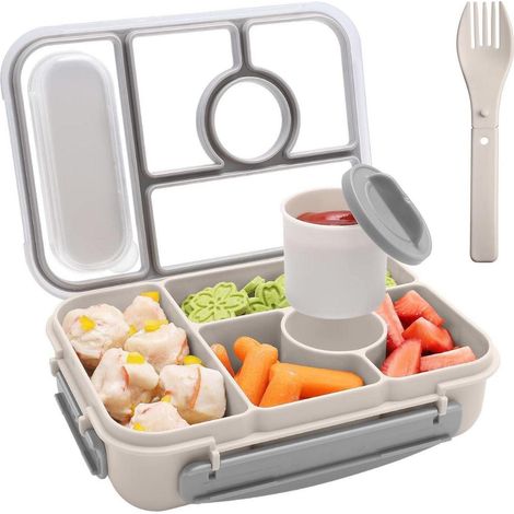 Brotdose Kinder Bento 1300ml 5 Fächer BPAfrei Grau (1/5)