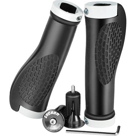 Fahrradgriffe Ergonomic Aluminium Endkappen MTB Downhill Weiß (1/5)