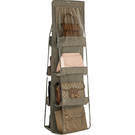 Organiseur De Sac À Main - 8 Poches Transparentes - Crochet Pivotant En Acier Inoxydable - Pour Porte Ou Mur - 1 Pièce (1/5)