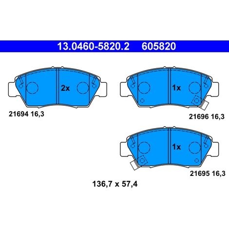 Kit de plaquettes de frein, frein à disque ATE 13.0460-5820.2 HONDA