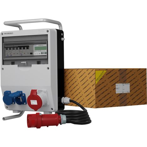 Tableau électrique de chantier sur pied avec câble et compteur 3F TD-S/FI SKHU 32 A 2x230 V Doktorvolt DV-0502-F (1/3)
