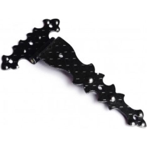 CONFEZIONE DA 1 PEZZO - CERNIERA RUSTICAPIANA IN FERRO MARTELLATO 182X92MM - ZANCATA COLLO 12 - COLORE NERO