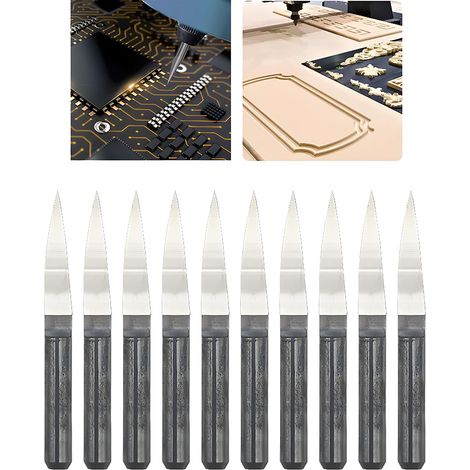 Lot de 10 Embout de gravure 0,1 mm Carbure 3,175 mm 10 degrés Pour machine CNC Carte circuit (1/5)