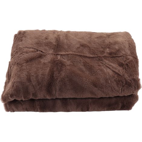 Couverture jetée en fausse fourrure douce, microfibre dégradée ultra-chaude, plaids décoratifs super moelleux pour canapé lit. (1/5)