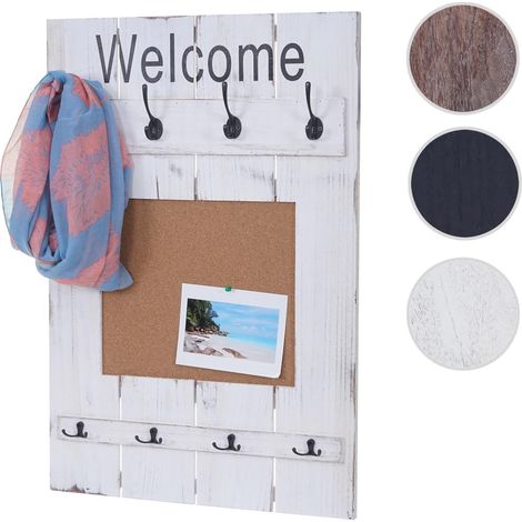 Portemanteau mural HWC-C89 avec tableau d'affichage, 91x60cm - gris foncé shabby (1/5)