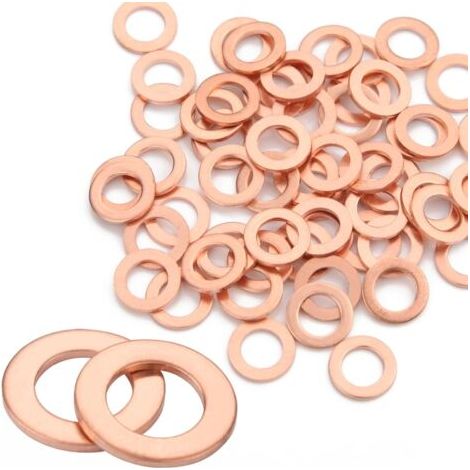 Rondelles Metal Joint Cuivre Vidange M10 50pcs Rondelles pour Gonds de Porte, Plates Joint Bouchon Vidange Joint Torique pour Fixations à vis,L'étanchéité des Vis Bagues D'étanchéité (M1014 1) (1/5)