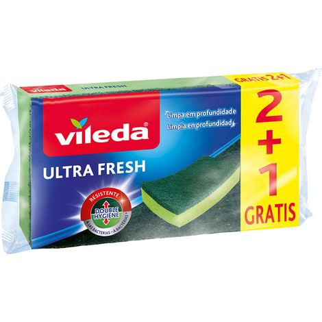 Panno abrasivo Ultra Fresh con spugna antibatterica 2+1 164001 Vileda