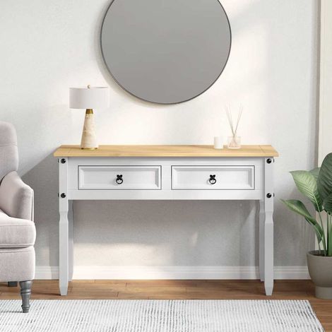 Beistelltisch Corona Weiß 115 x 46 x 73 cm Massives Kiefernholz