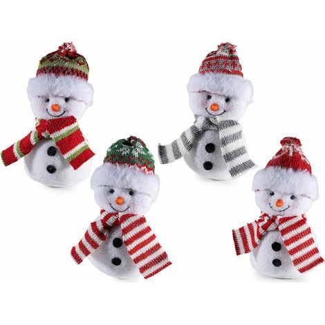 Pupazzi di neve in morbida stoffa con sciarpina e cappellino, set da 8 pezzi
