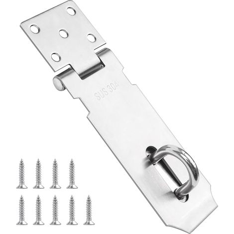 Loquet de sécurité JatilEr - 5,5 pouces - Verrouillable avec 9 grandes vis anti-rouille - Cadenas en acier inoxydable 304 pour cadenas, armoires, portails (1/5)