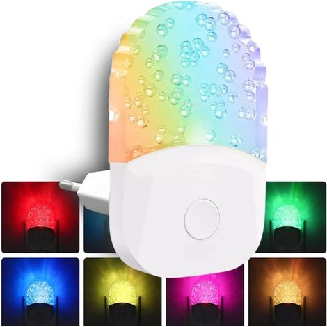 Veilleuse LED RGB à brancher - Lampe LED multicolore - Lampe de sommeil pour enfants - Lampe d'ambiance - Lampe à brancher - Veilleuse bébé - Veilleuse adulte - Capteur jour/nuit - S'allume au crépusc (1/5)