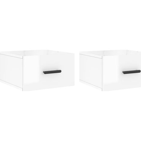 Maison Exclusive - Mesitas de noche de pared 2 uds blanco brillo
