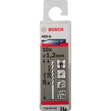 Bosch 2608585468 - Punta per metallo HSS-G standard DIN 338, diametro Ø 1,2 mm, confezione da 10 pezzi