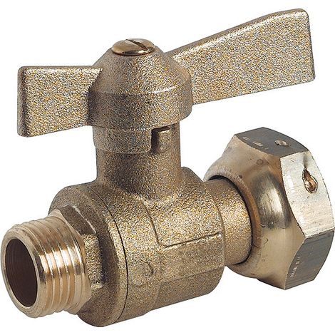 Robinet compteur droit 65 mm mâle 3/4" (20/27) - écrou prisonnier 3/4" (20/27) - Somatherm (1/2)