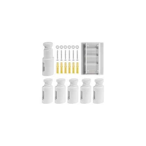6 Pièces Fixation Seche Serviette, Support Seche Serviette, Support Radiateur Mural, Support Universel pour Seche Serviette, Convient aux Radiateurs de Salle de Bains Droits ou Courbés (Blanc)