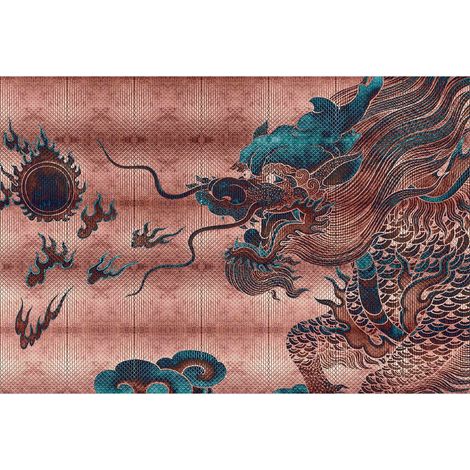 Papier peint panoramique chinois motif dragon Tapisserie panoramique design idéal pour chambre Papier peint panoramique bordeaux original (1/2)