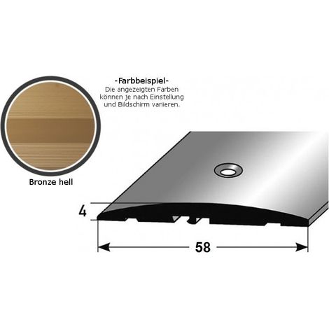 Übergangsprofil "Almere" / Übergangsschiene / 58 mm, Typ: 08 (Aluminium eloxiert, mittig gebohrt / selbstklebend):-bronze hell-1000-gebohrt
