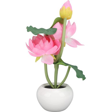 Ortviai Lampe de Table LED en Forme de Fleur avec Vase en Céramique – 3 Têtes, Décoration Intérieure Élégante pour Salon ou Bureau (1/5)