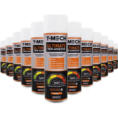 T-Mech Sprühkleber 12 x 500ml Packung - 120 Grad Hitzebeständiger Industriekleber Kontaktkleber - Für Autos, Sitze, Teppich, Dachhimmel und mehr