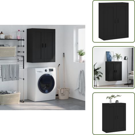 Armoire murale noir 69,5x34x90 cm bois d'ingénierie - Armoire Murale - Meuble De Rangement - Armoire Suspendu - Buffet - Commode (1/5)