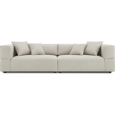 Canapé fixe 4 places en tissu beige EVELYNE (1/5)
