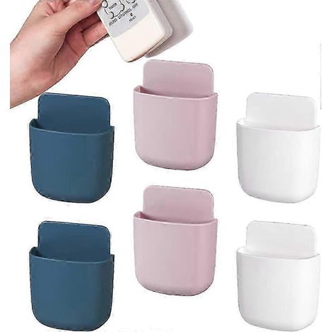 Un ensemble de 6 boîtes de rangement autocollantes pour télécommandes et supports muraux pour télécommandes de télévision (1/5)