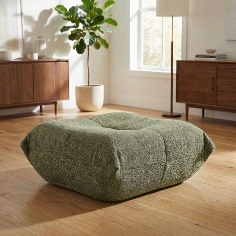 Wohnzimmer-Sitzhocker – 94 x 83 x 34 cm – Togo-Design aus Chenille – Fußstütze & Schuhbank – Grün