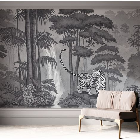 Papier peint autocollant décoratif à motifs pour salon chambre et bureau Tapete adhésif pour décoration Jungle tropicale 312x219 cm (1/5)