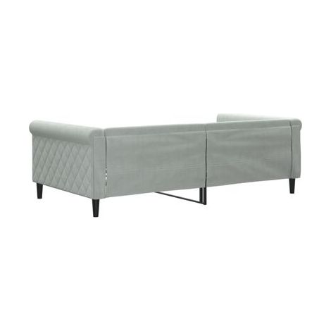 Lit de jour en velours gris clair 100 × 190 cm, velours doux et confortable, idéal chambre à coucher, style moderne, montage simple (1/5)