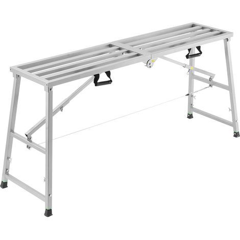 Mophorn-Arbeitsplattform, höhenverstellbar mit 4 Gängen, zusammenklappbare Trittleiter aus legiertem Stahl, tragbares Gerüst, Tragkraft 363 kg, rutschfeste Gummifüße