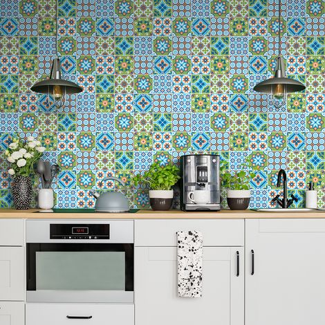 Sticker Mural Carrelage adhésif Cuisine Salle de Bain - 60 STICKERS CARRELAGES AZULEJOS GEZEPA - 60stickers10x10cm (1/5)